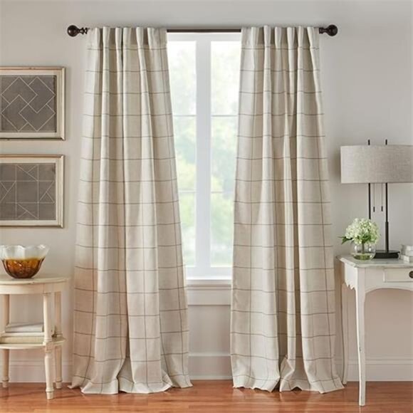 Home Fashions Brighton Windowpane Plaid Blackout Window Curtain, Living Room - Picture 8 of 8